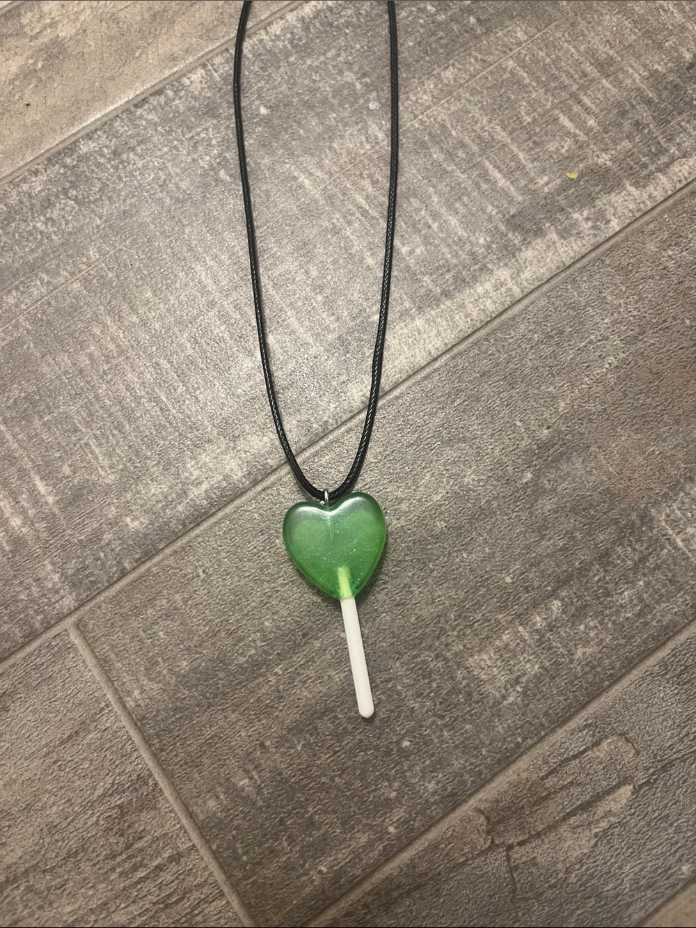 Green Heart Lollipop Pendant Necklace - Playful Women’s Jewelry